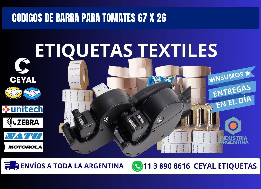 CODIGOS DE BARRA PARA TOMATES 67 x 26