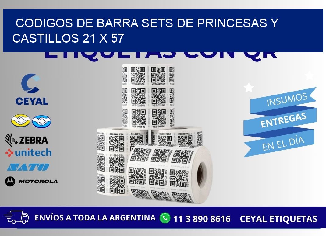 CODIGOS DE BARRA SETS DE PRINCESAS Y CASTILLOS 21 x 57