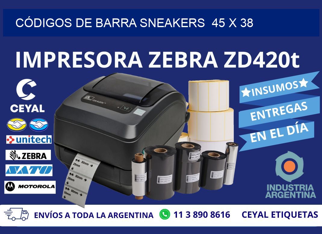 CÓDIGOS DE BARRA SNEAKERS  45 x 38