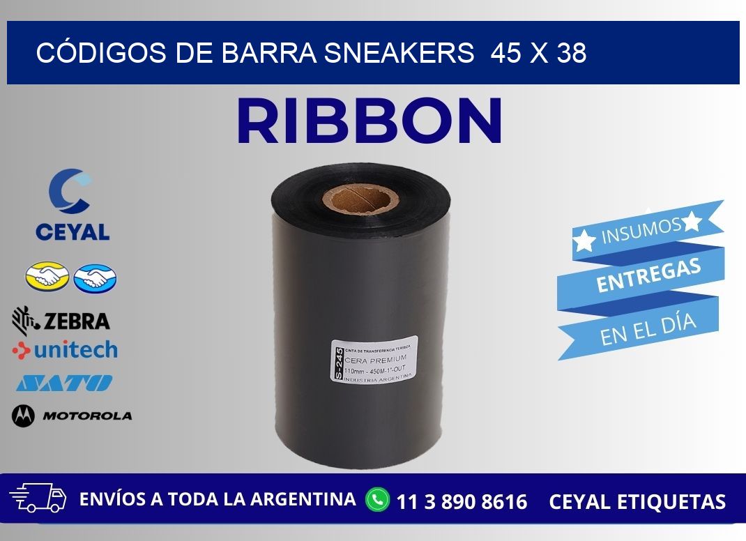 CÓDIGOS DE BARRA SNEAKERS  45 x 38