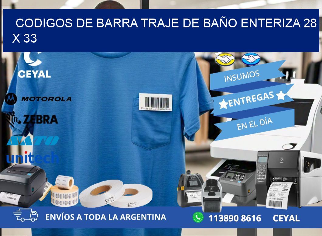 CODIGOS DE BARRA TRAJE DE BAÑO ENTERIZA 28 x 33