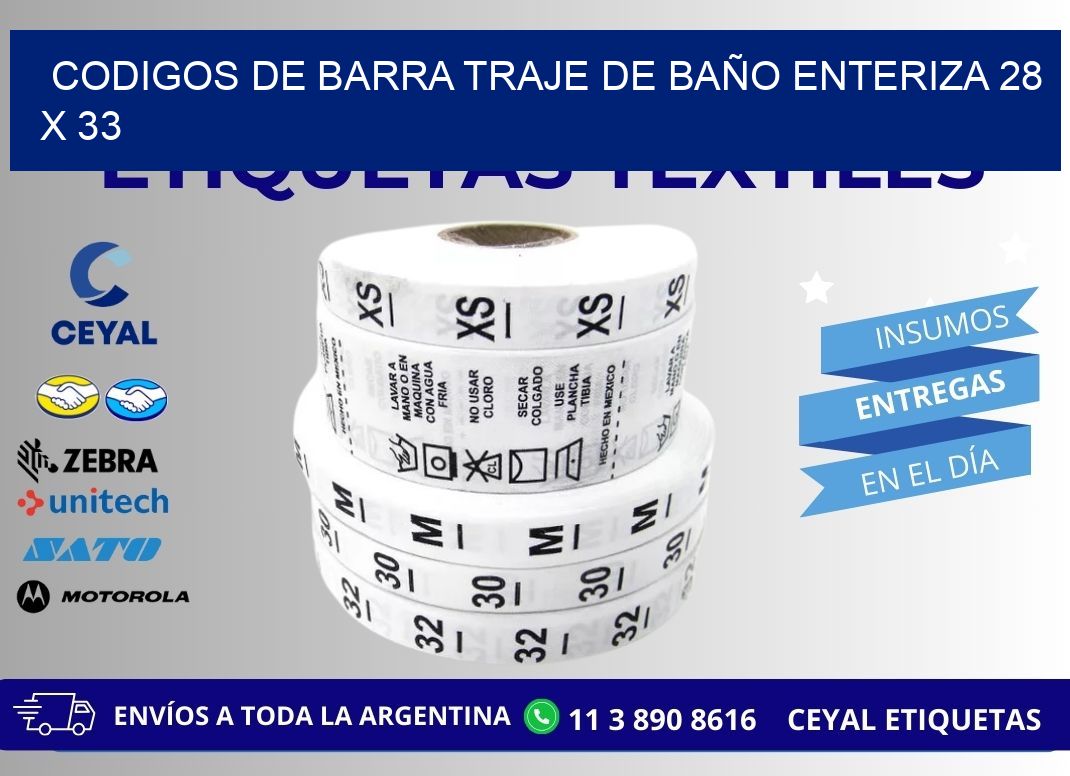 CODIGOS DE BARRA TRAJE DE BAÑO ENTERIZA 28 x 33