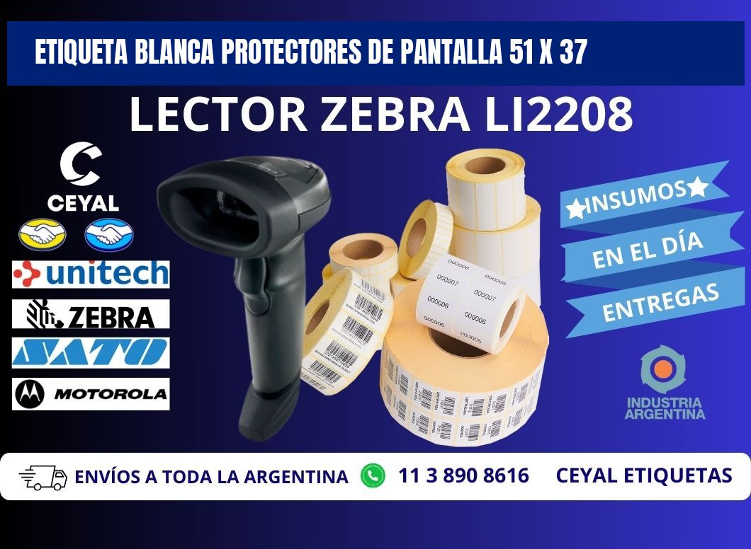 ETIQUETA BLANCA PROTECTORES DE PANTALLA 51 x 37