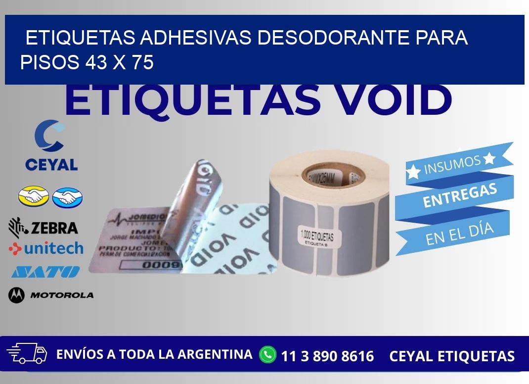 ETIQUETAS ADHESIVAS DESODORANTE PARA PISOS 43 x 75