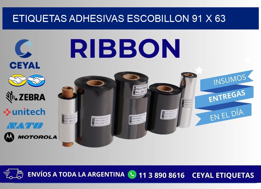 ETIQUETAS ADHESIVAS ESCOBILLON 91 x 63