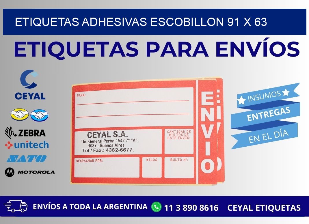 ETIQUETAS ADHESIVAS ESCOBILLON 91 x 63