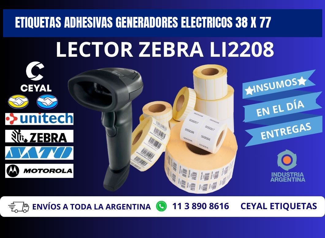 ETIQUETAS ADHESIVAS GENERADORES ELECTRICOS 38 x 77