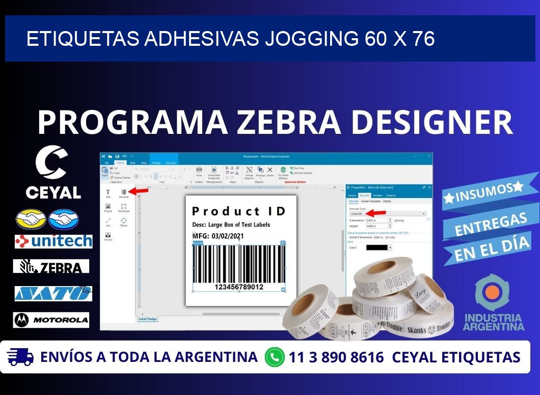 ETIQUETAS ADHESIVAS JOGGING 60 x 76