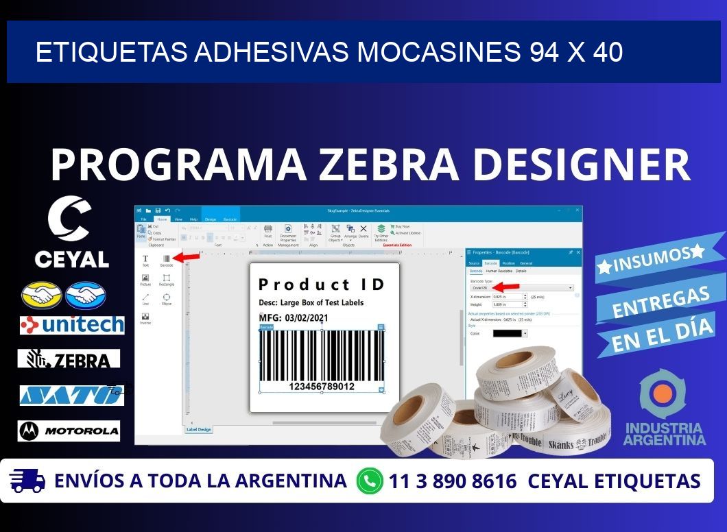 ETIQUETAS ADHESIVAS MOCASINES 94 x 40