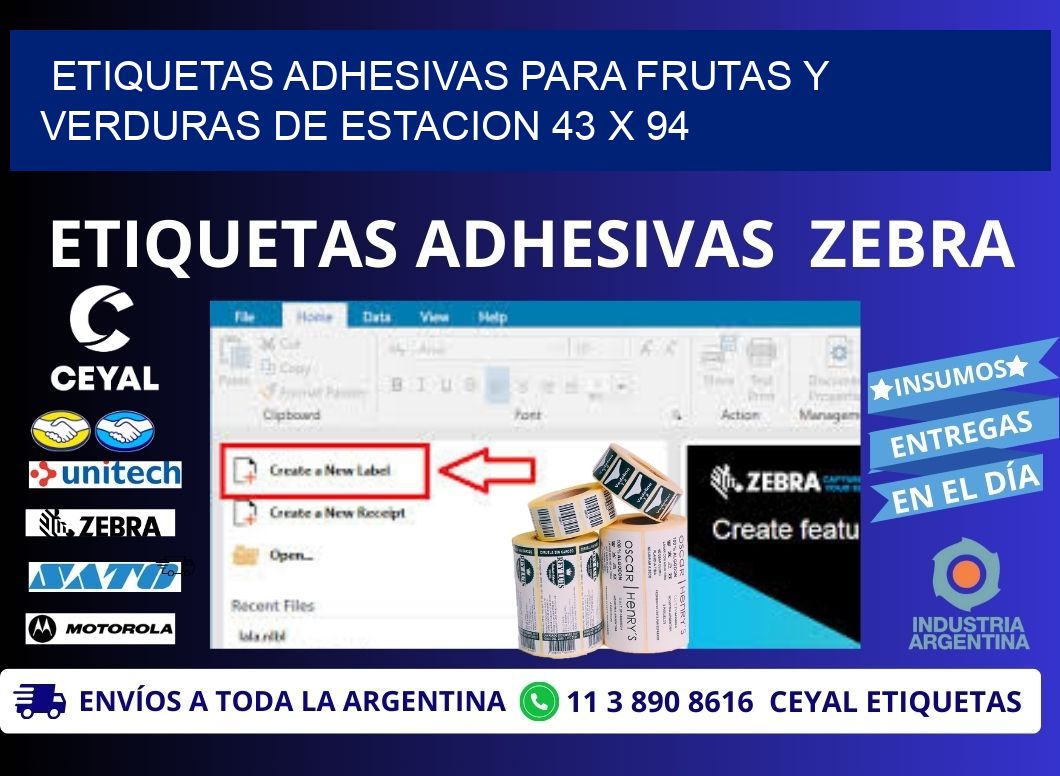 ETIQUETAS ADHESIVAS PARA FRUTAS Y VERDURAS DE ESTACION 43 x 94