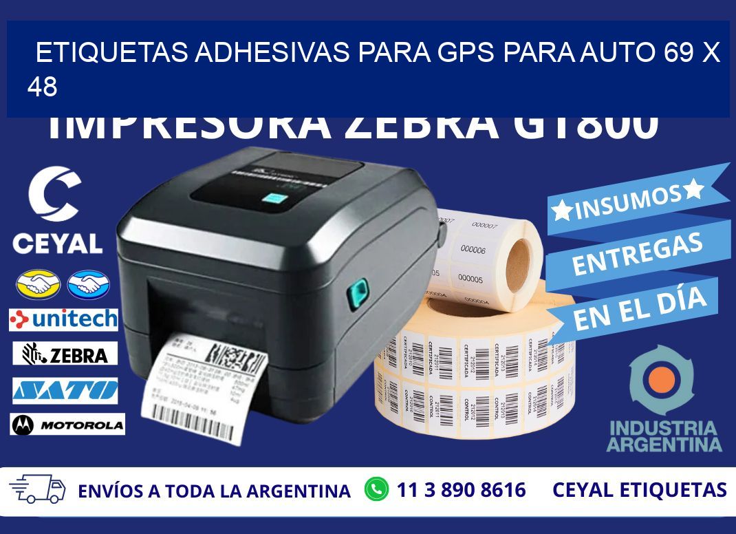 ETIQUETAS ADHESIVAS PARA GPS PARA AUTO 69 x 48