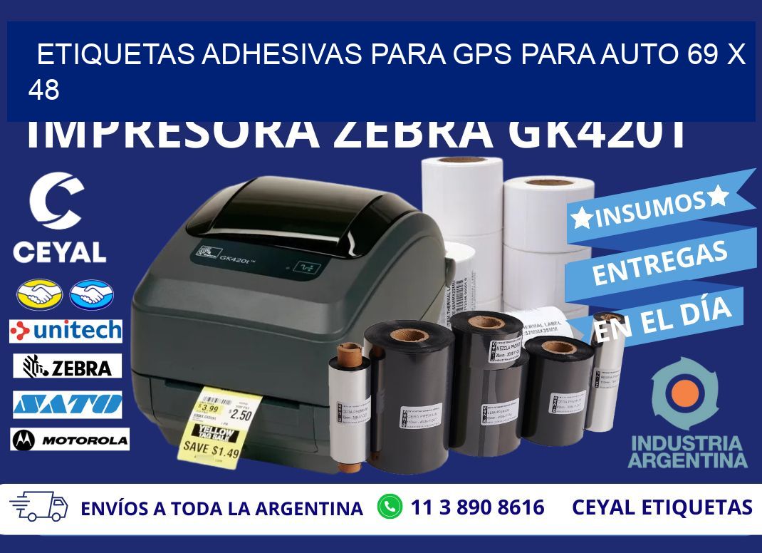 ETIQUETAS ADHESIVAS PARA GPS PARA AUTO 69 x 48