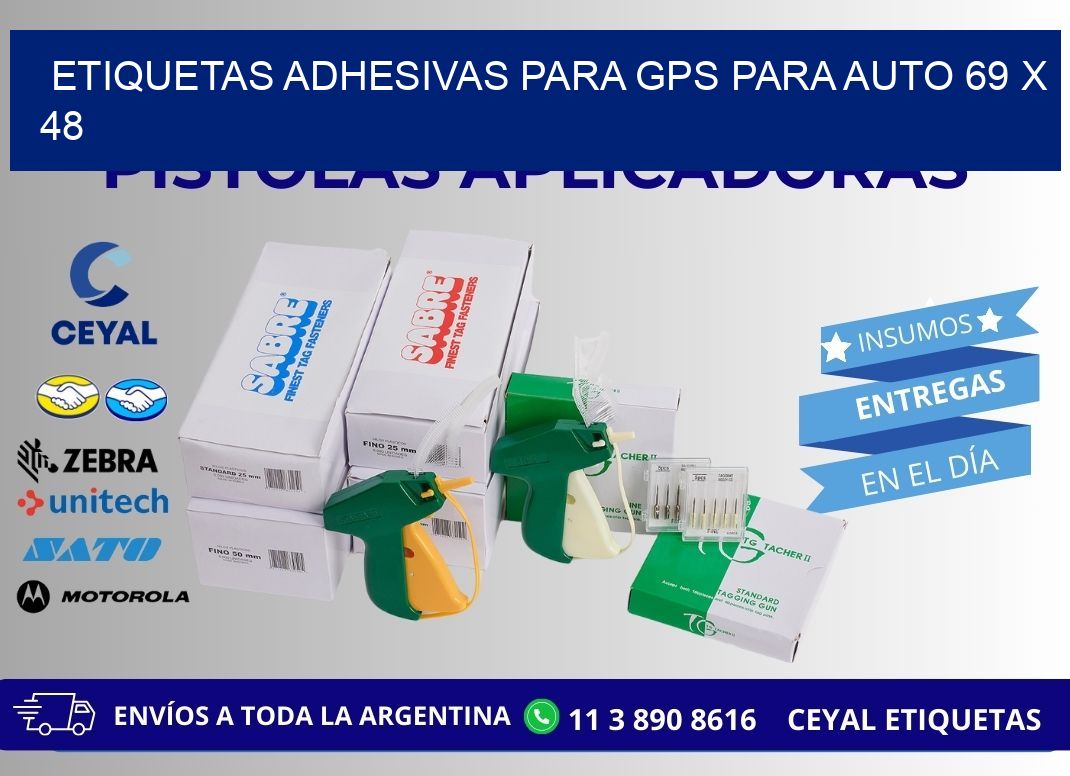 ETIQUETAS ADHESIVAS PARA GPS PARA AUTO 69 x 48