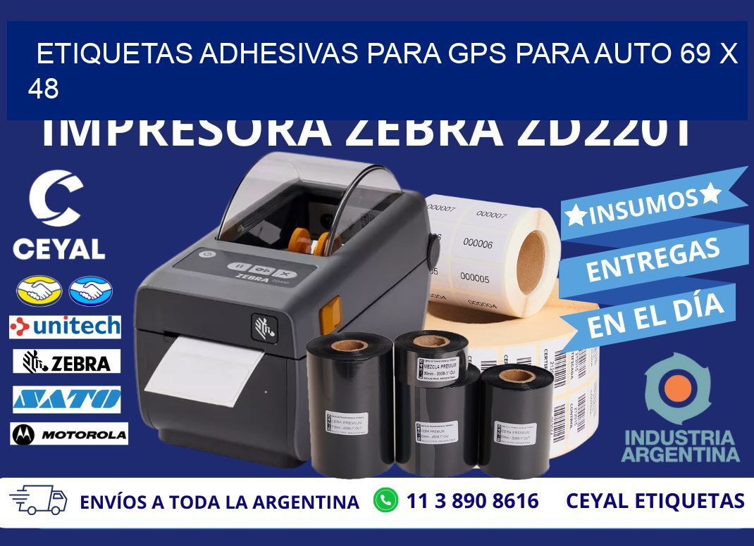 ETIQUETAS ADHESIVAS PARA GPS PARA AUTO 69 x 48