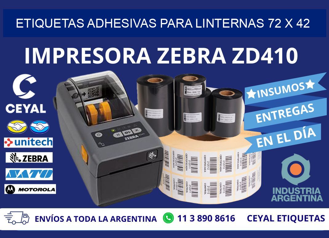 ETIQUETAS ADHESIVAS PARA LINTERNAS 72 x 42