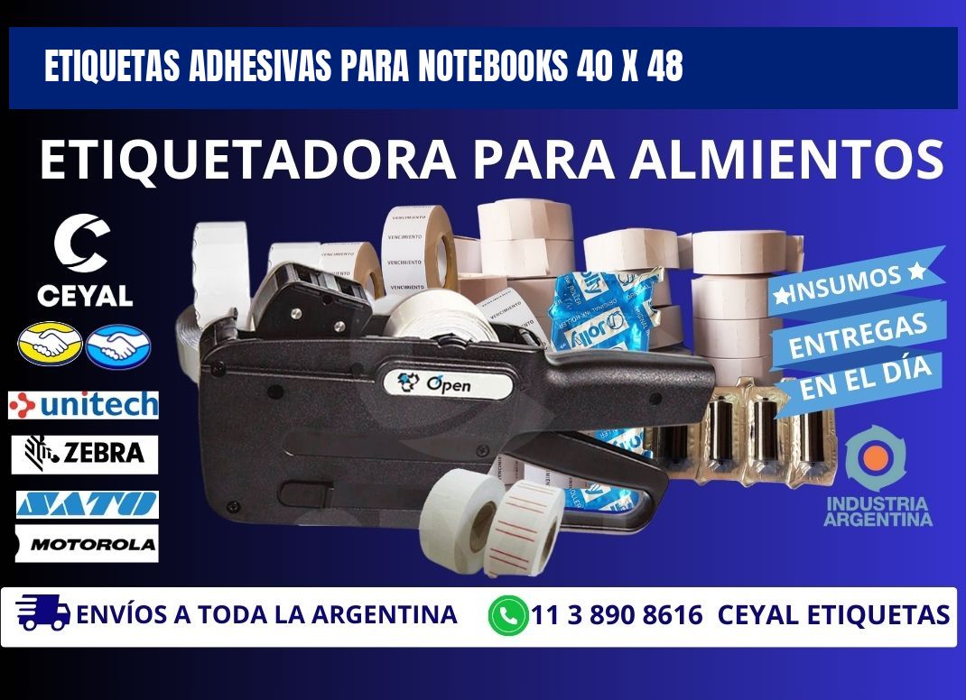 ETIQUETAS ADHESIVAS PARA NOTEBOOKS 40 x 48