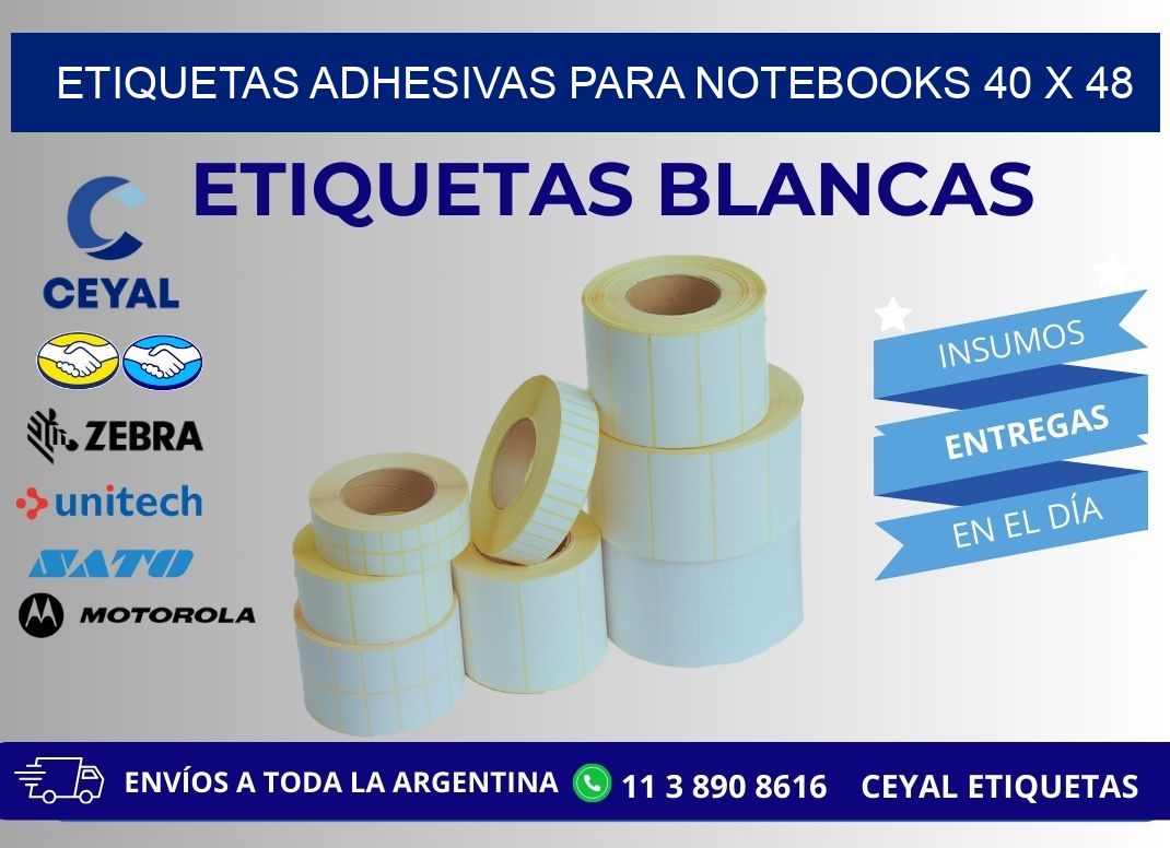 ETIQUETAS ADHESIVAS PARA NOTEBOOKS 40 x 48