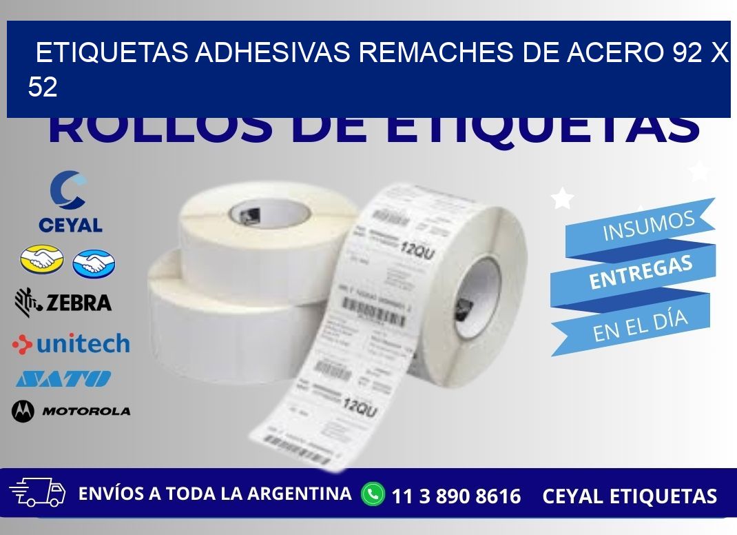 ETIQUETAS ADHESIVAS REMACHES DE ACERO 92 x 52