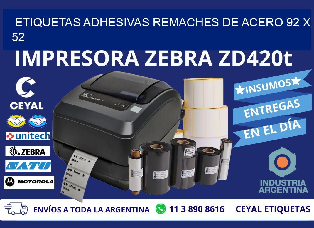 ETIQUETAS ADHESIVAS REMACHES DE ACERO 92 x 52