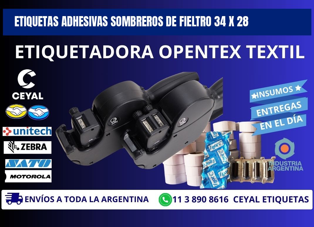 ETIQUETAS ADHESIVAS SOMBREROS DE FIELTRO 34 x 28