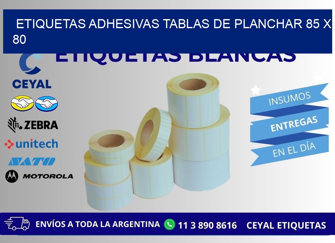 ETIQUETAS ADHESIVAS TABLAS DE PLANCHAR 85 x 80