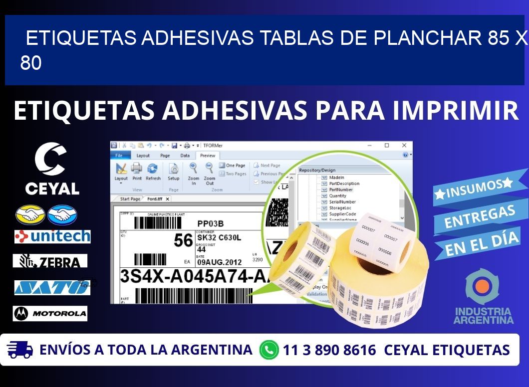 ETIQUETAS ADHESIVAS TABLAS DE PLANCHAR 85 x 80