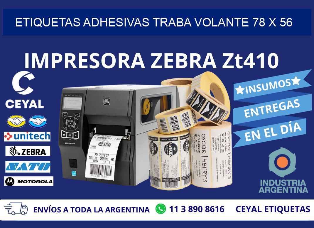 ETIQUETAS ADHESIVAS TRABA VOLANTE 78 x 56