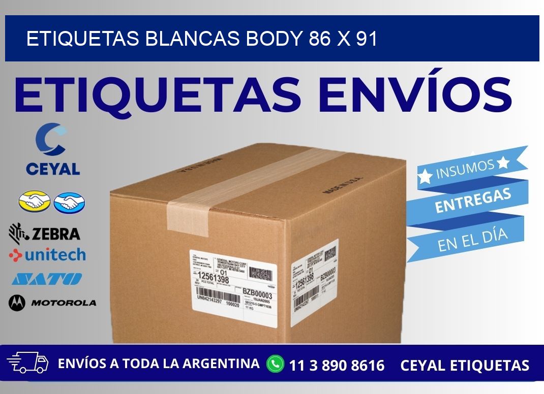 ETIQUETAS BLANCAS BODY 86 x 91