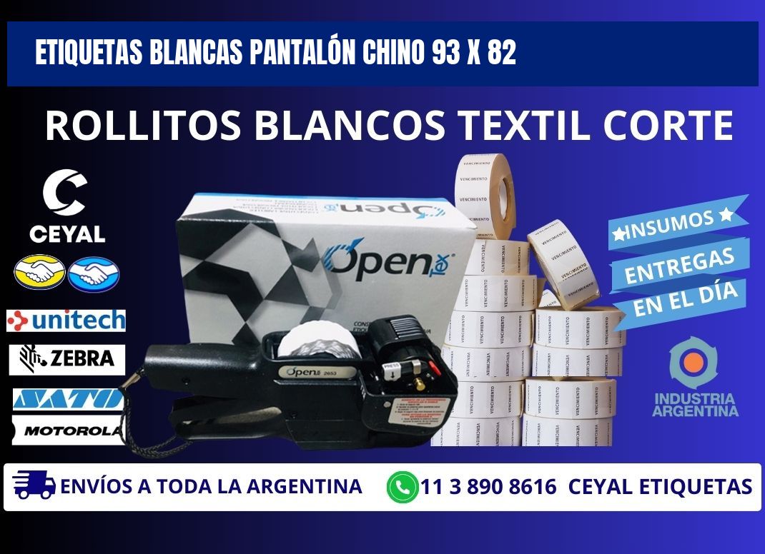 ETIQUETAS BLANCAS PANTALÓN CHINO 93 x 82