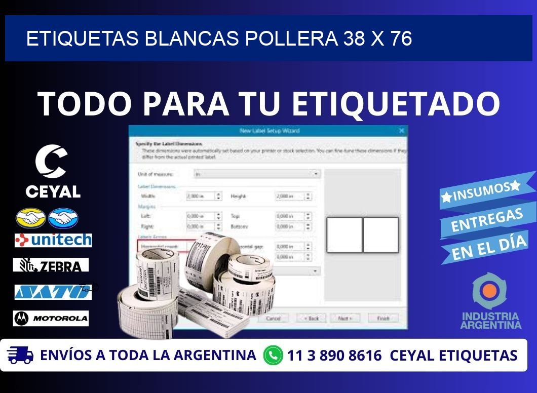 ETIQUETAS BLANCAS POLLERA 38 x 76