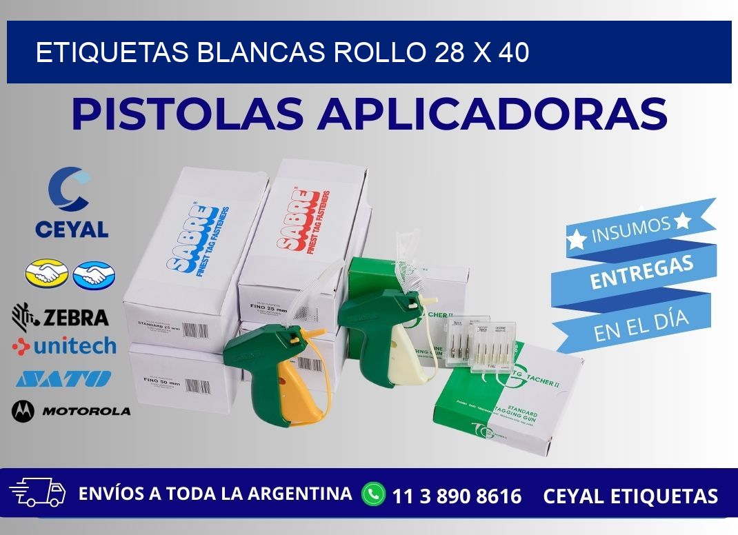 ETIQUETAS BLANCAS ROLLO 28 x 40