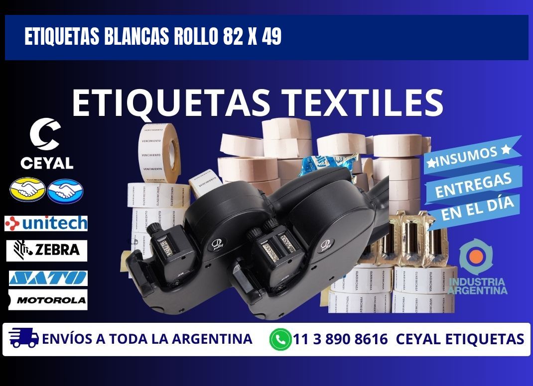 ETIQUETAS BLANCAS ROLLO 82 x 49