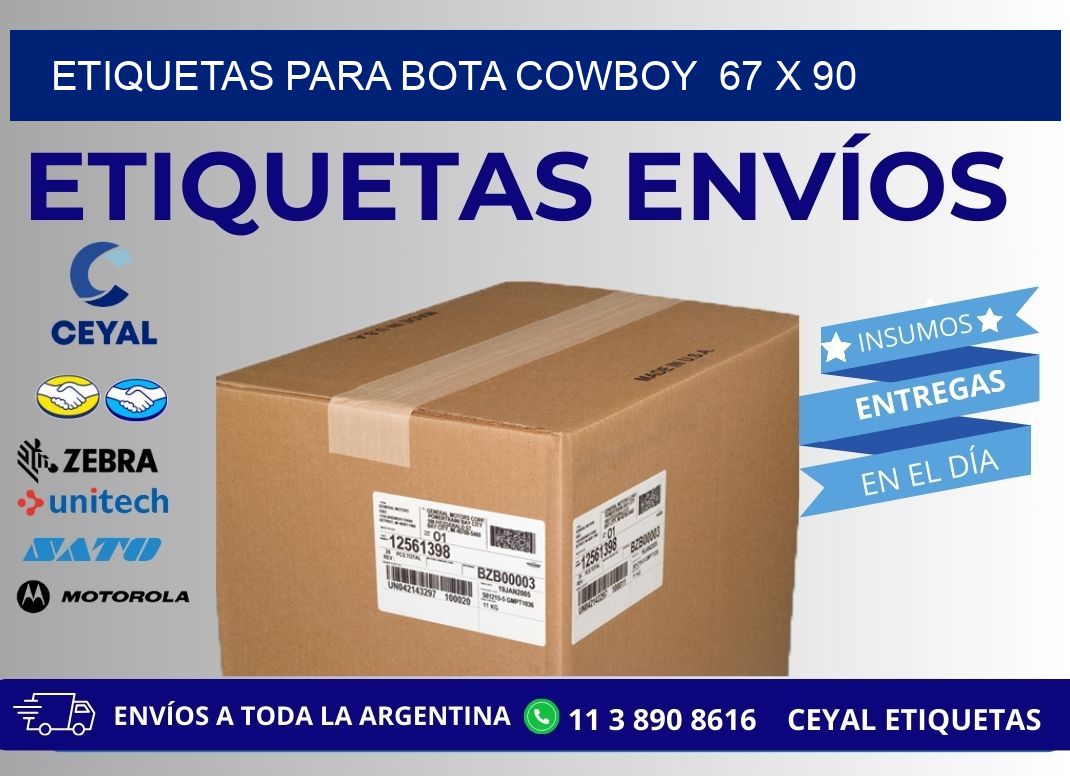 ETIQUETAS PARA BOTA COWBOY  67 x 90