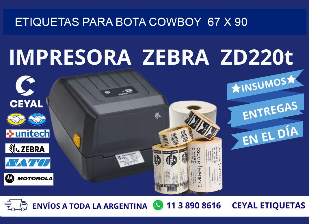 ETIQUETAS PARA BOTA COWBOY  67 x 90