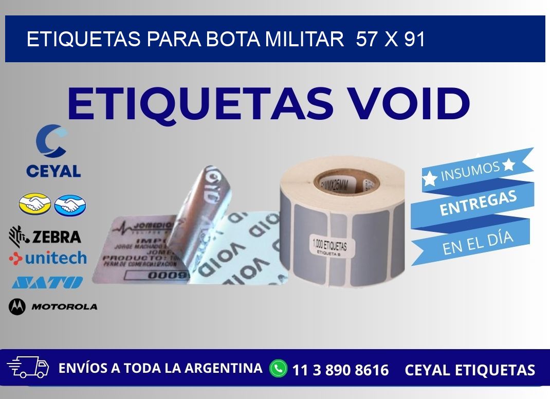 ETIQUETAS PARA BOTA MILITAR  57 x 91