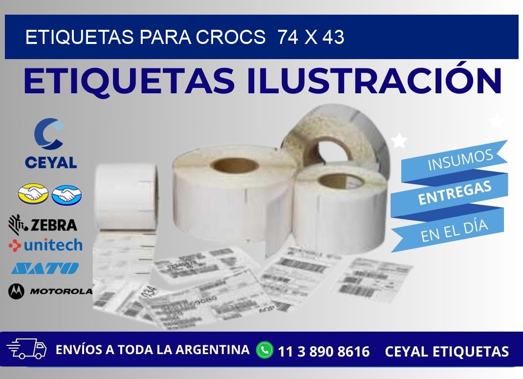 ETIQUETAS PARA CROCS  74 x 43