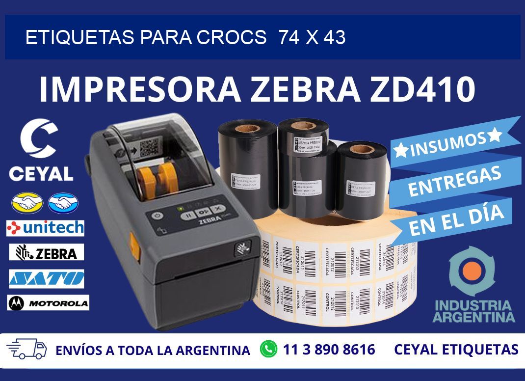 ETIQUETAS PARA CROCS  74 x 43