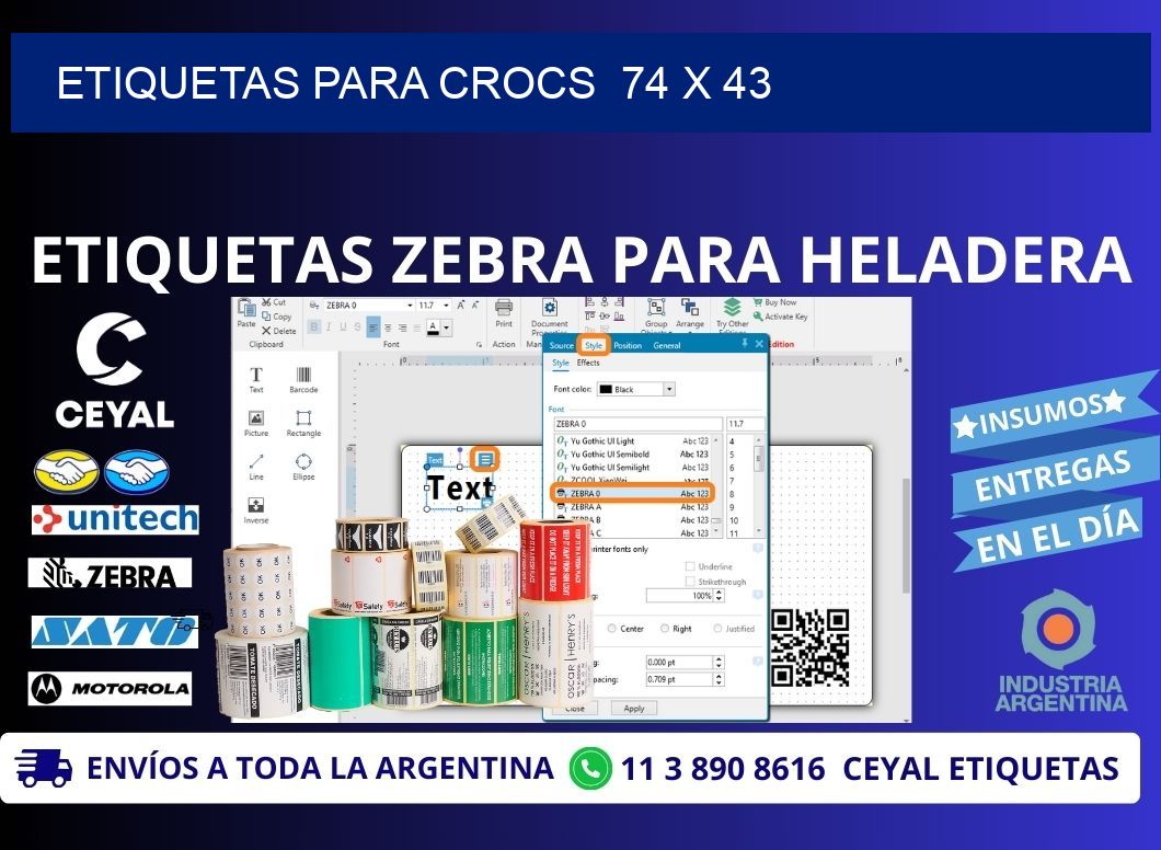 ETIQUETAS PARA CROCS  74 x 43