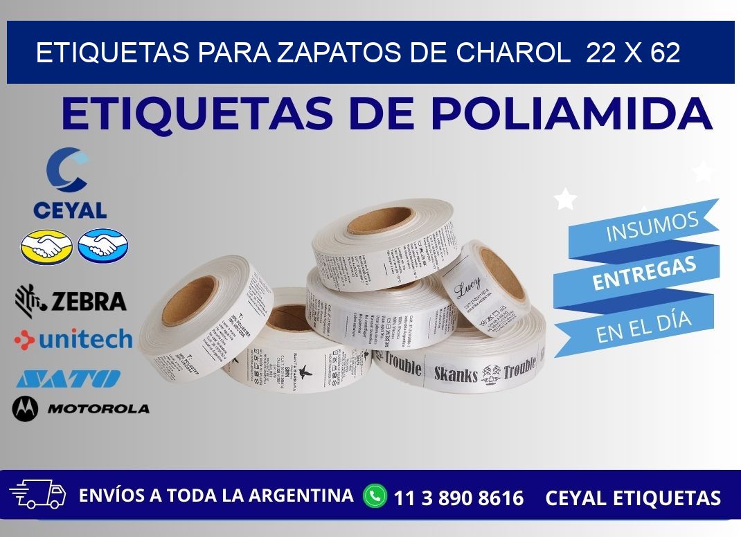 ETIQUETAS PARA ZAPATOS DE CHAROL  22 x 62