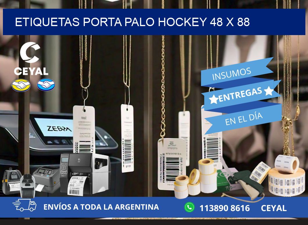 ETIQUETAS PORTA PALO HOCKEY 48 x 88