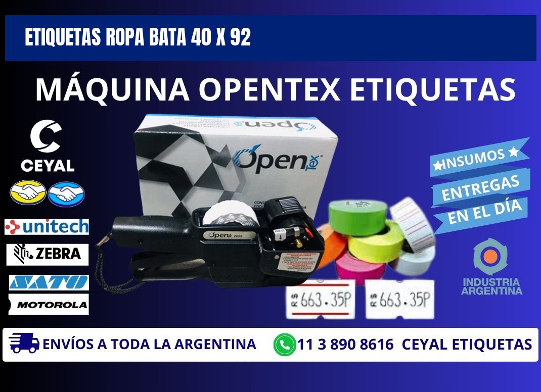 ETIQUETAS ROPA BATA 40 x 92