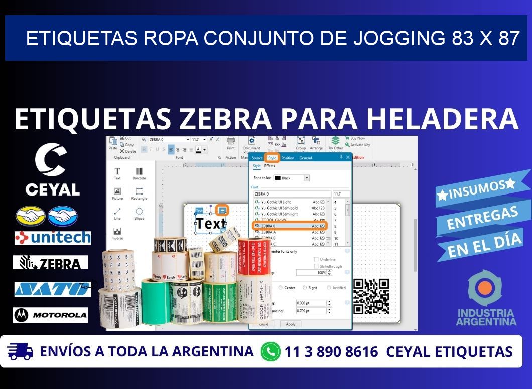 ETIQUETAS ROPA CONJUNTO DE JOGGING 83 x 87