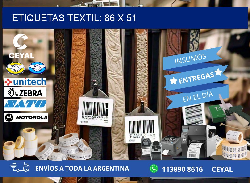 ETIQUETAS TEXTIL: 86 x 51