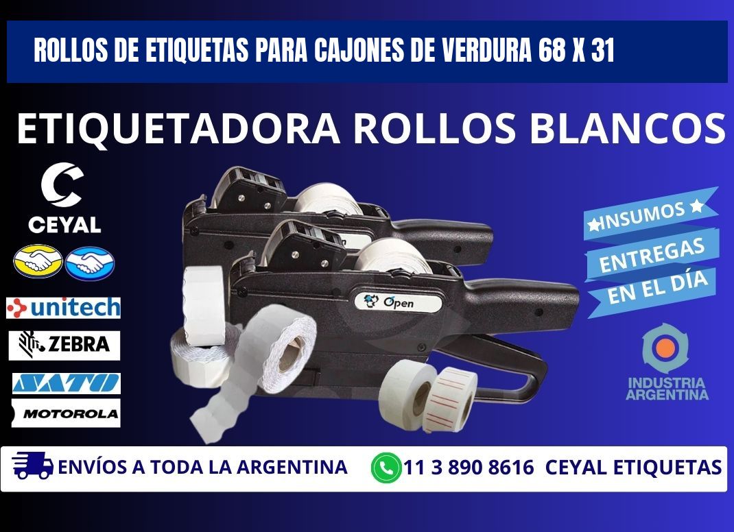 ROLLOS DE ETIQUETAS PARA CAJONES DE VERDURA 68 x 31