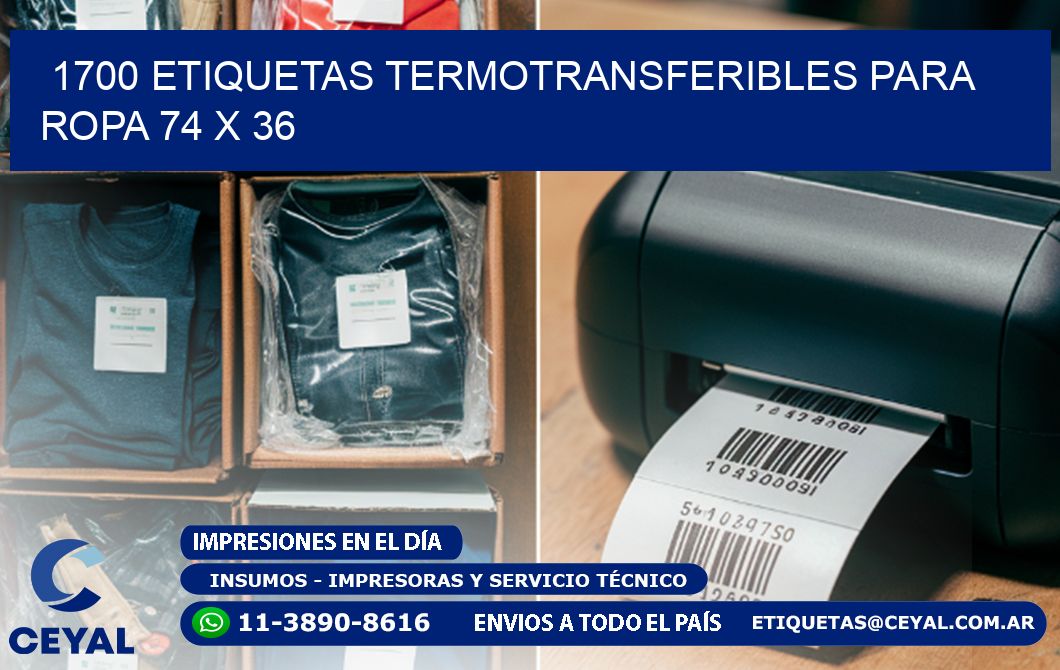 1700 ETIQUETAS TERMOTRANSFERIBLES PARA ROPA 74 x 36