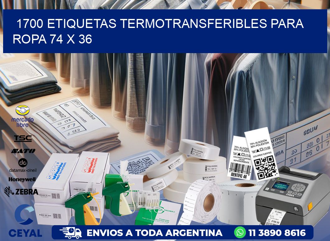 1700 ETIQUETAS TERMOTRANSFERIBLES PARA ROPA 74 x 36