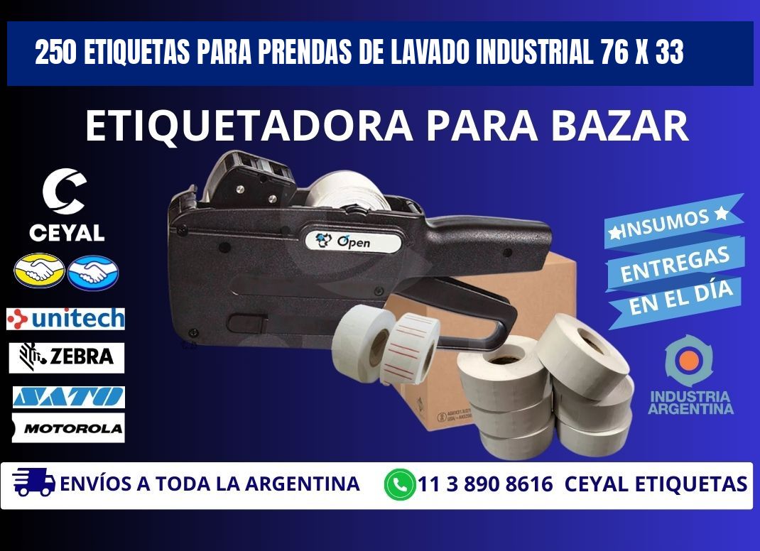 250 ETIQUETAS PARA PRENDAS DE LAVADO INDUSTRIAL 76 x 33