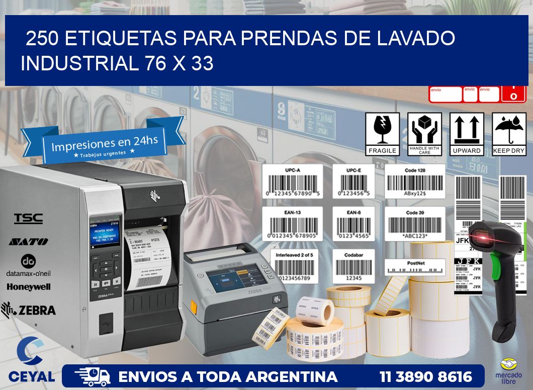 250 ETIQUETAS PARA PRENDAS DE LAVADO INDUSTRIAL 76 x 33