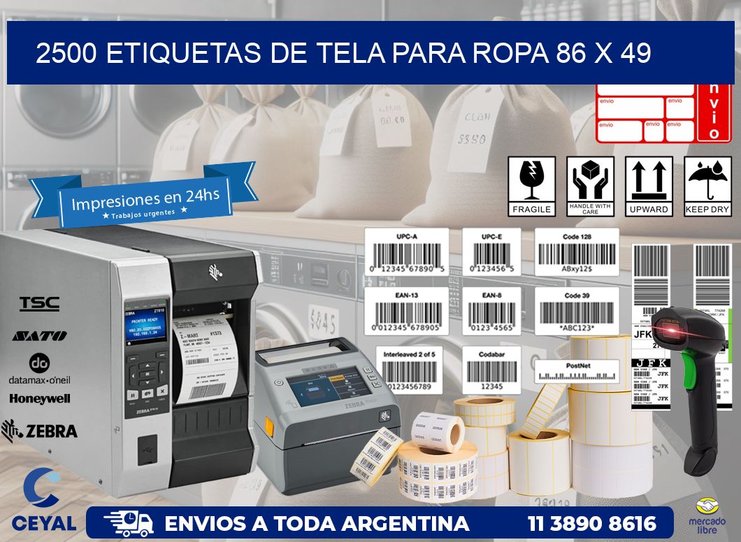 2500 ETIQUETAS DE TELA PARA ROPA 86 x 49