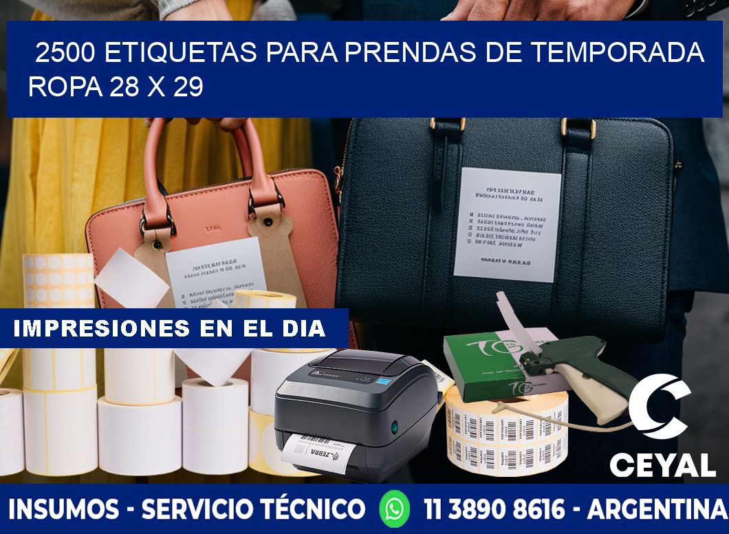 2500 ETIQUETAS PARA PRENDAS DE TEMPORADA ROPA 28 x 29